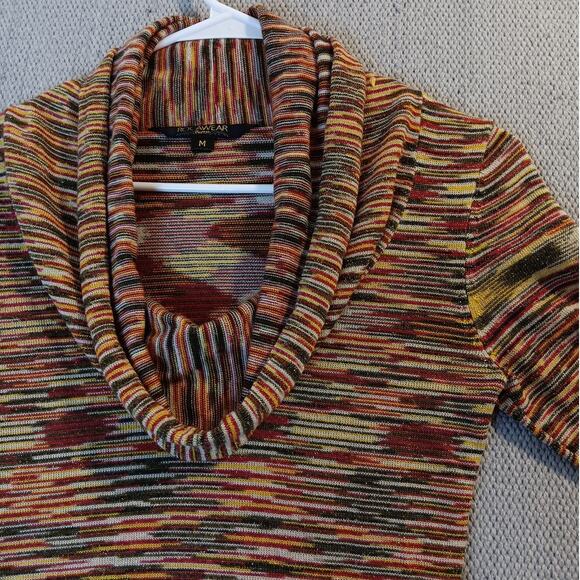 Rocawear Off The Shoulder Knit Top Medium Multicolor Striped Stretch Shawl Neck - Picture 6 of 16